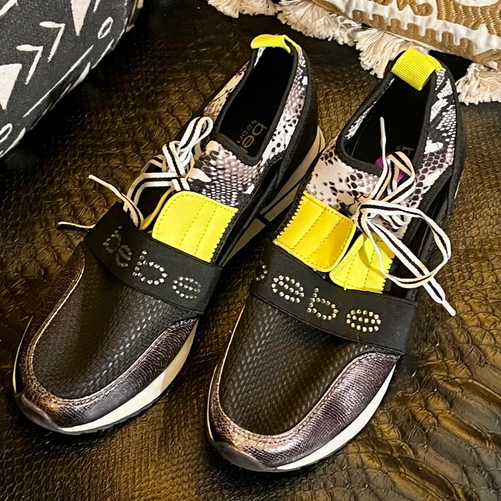 Bebe Black and Yellow Sneakers